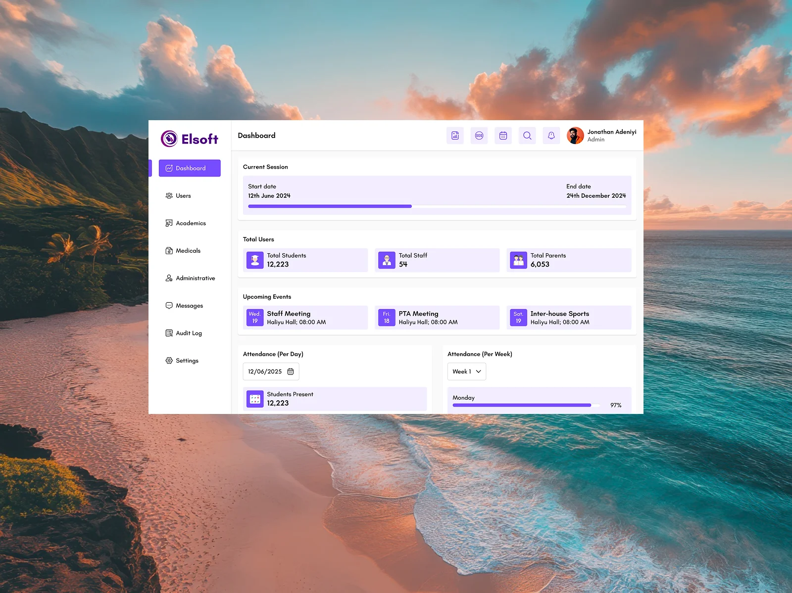 ESMA School Admin Dashboard